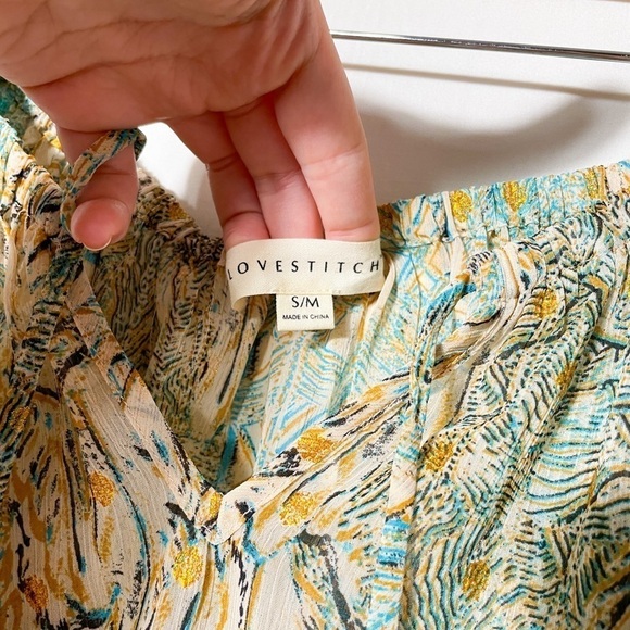 Love Stich S/M off the shoulder abstract print balloon sleeve top | boho, summer - Picture 6 of 9